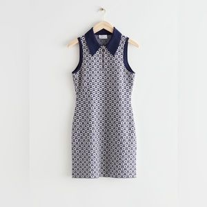 And Other Stories Collared Jacquard Mini Dress